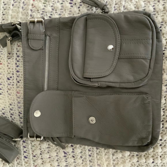 Gray Messenger Bag with Multiple Compartments - Picture 1 of 9